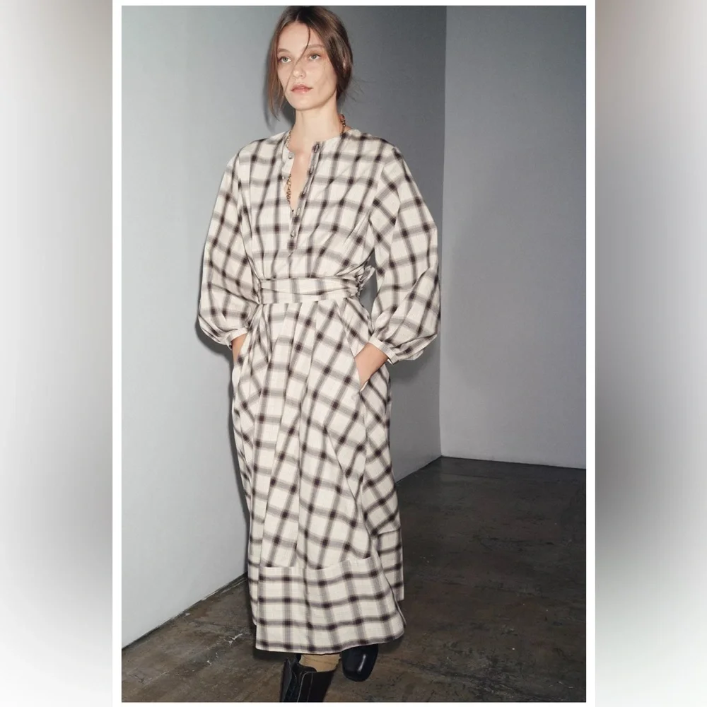 ZARA COLLECTION PLAID SHIRT DRESS - Picture 3 of 10